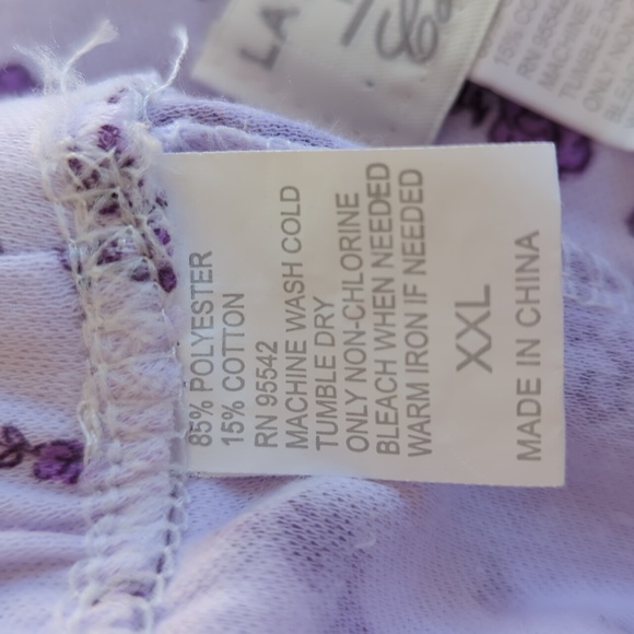 Lati Fashions Floral Piping Two Piece Pajama Set XXL Purple - Picture 7 of 16